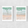 Aerial Beach Diptych Narrow White Frame