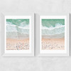 Aerial Beach Diptych Wide White Frame