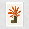 Two Green Vases & Orange Plant