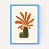Two Green Vases & Orange Plant