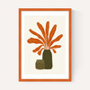 Two Green Vases & Orange Plant