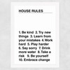 House Rules Wide White Frame