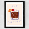 Old Fashioned Cocktail Wide Black Frame