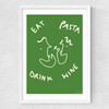 Eat Pasta Drink Wine Medium White Frame