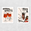 Aperol and Pizza Diptych Unframed Print
