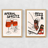Aperol and Pizza Diptych Medium Oak Frame