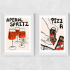 Aperol and Pizza Diptych Wide White Frame