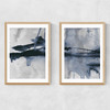 Blue Diptych Narrow Oak Frame