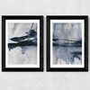 Blue Diptych Wide Black Frame
