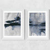 Blue Diptych Wide White Frame