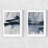 Blue Diptych Medium White Frame