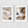 Brown Layers Diptych Wide White Frame