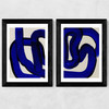Blue Loops Diptych Wide Black Frame