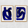 Blue Loops Diptych Medium Oak Frame