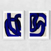 Blue Loops Diptych Medium White Frame