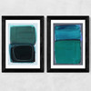 Teal Shapes Diptych Wide Black Frame