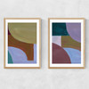 Painted Shapes Diptych Narrow Oak Frame