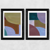 Painted Shapes Diptych Wide Black Frame