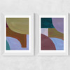 Painted Shapes Diptych Wide White Frame