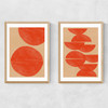 Crimson Diptych Narrow Oak Frame