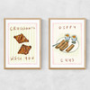 Breakfast Diptych Narrow Oak Frame