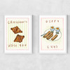 Breakfast Diptych Narrow White Frame
