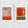 Tea and Coffee Diptych Wide White Frame