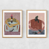 The Hug & Take A Moment Diptych Narrow Oak Frame