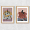 The Hug & Take A Moment Diptych Medium Oak Frame
