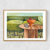 Green Velvet Narrow Oak Frame