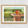 Green Velvet Wide Oak Frame