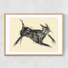 Black Cat In Motion Narrow Oak Frame