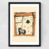 Black Cat On Windowsill Medium Black Frame
