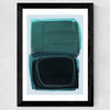 Teal Shapes I Wide Black Frame