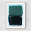 Teal Shapes I Narrow Oak Frame
