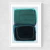 Teal Shapes I Medium White Frame