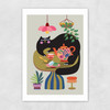Cat Tea Party Unframed Print