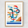Mid-Century Seagulls Medium Oak Frame