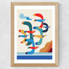 Mid-Century Seagulls Wide Oak Frame
