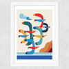 Mid-Century Seagulls Wide White Frame