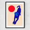 Blue Dog Red Moon Narrow Black Frame