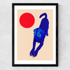 Blue Dog Red Moon Medium Black Frame