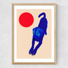 Blue Dog Red Moon Medium Oak Frame