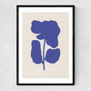 Abstract Blue Flower Narrow Black Frame