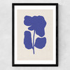 Abstract Blue Flower Medium Black Frame