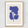 Abstract Blue Flower Medium Oak Frame