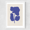 Abstract Blue Flower Medium White Frame