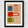 4 Cups Of Coffee Wide Black Frame