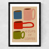 4 Cups Of Coffee Medium Black Frame