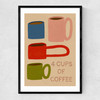 4 Cups Of Coffee Narrow Black Frame